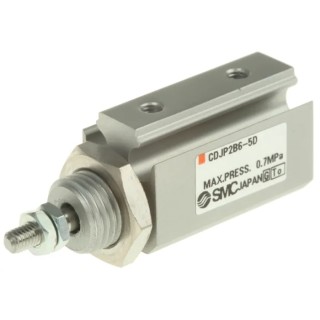 SMC 5 mm Pneumatic Piston Rod Cylinder, CJP2 Series, Double Acting, Panel Mount, Aluminium Body, Rubber Cushioning CDJP2B6-5D