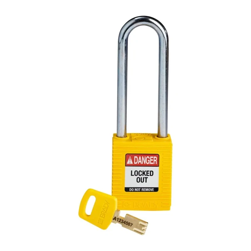Brady Yellow Safety Padlock Steel and Nylon Body with 6.35 mm Shackle Diameter Model 150296