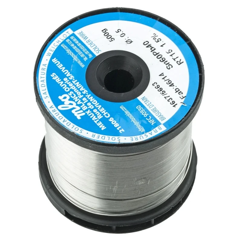 MBO Lead Solder Wire 0.5 mm Diameter, 60% Tin 40% Lead, Rosin Flux, 183 °C Melting SN60 PB40 5/10 SANS NETTOYAGE RT15 - 500G