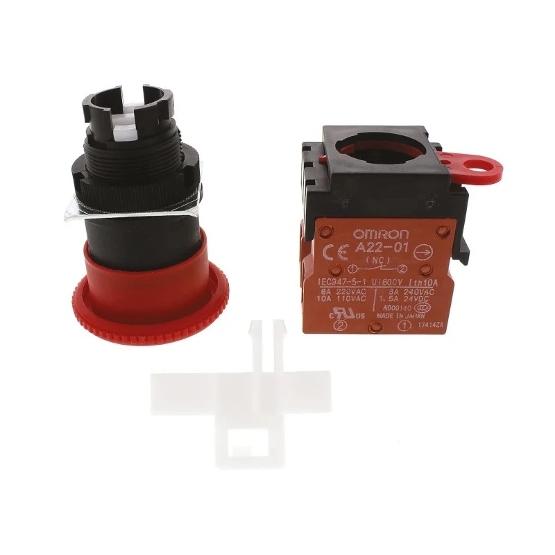 Omron Emergency Stop Push Button Panel Mount Twist Release 2 NC Contacts IP65 A22E-M-02