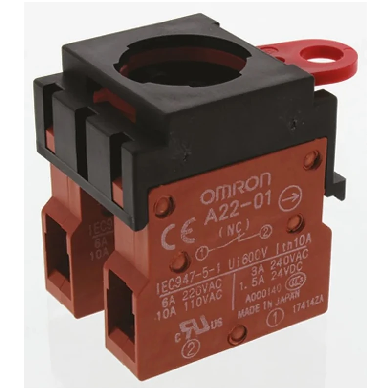 Omron Emergency Stop Push Button Panel Mount Twist Release 2 NC Contacts IP65 A22E-M-02