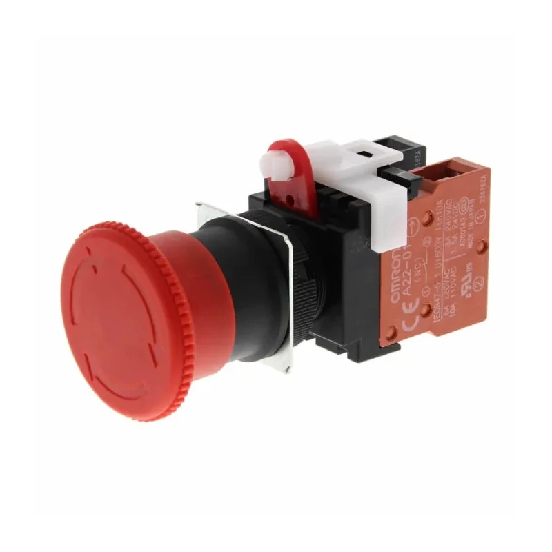 Omron Emergency Stop Push Button Panel Mount Twist Release 2 NC Contacts IP65 A22E-M-02