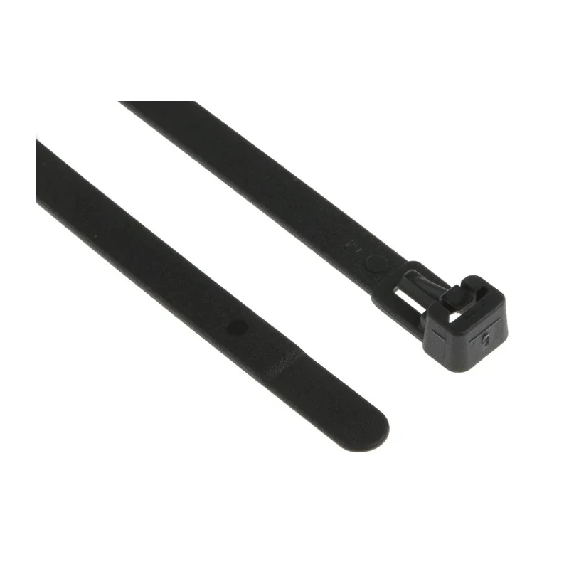 HellermannTyton Releasable Cable Tie, 150 mm Length x 7.6 mm Width, Black Polyamide 66, 200 N 131-21410 REL140-PA66-BK