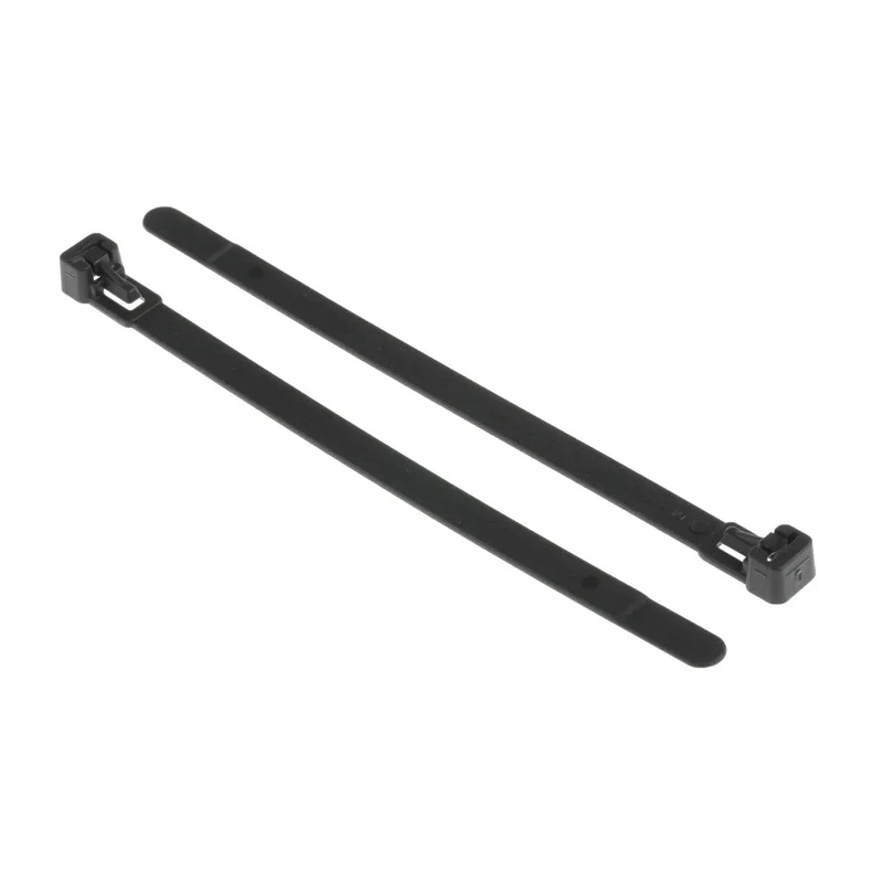HellermannTyton Releasable Cable Tie, 150 mm Length x 7.6 mm Width, Black Polyamide 66, 200 N 131-21410 REL140-PA66-BK