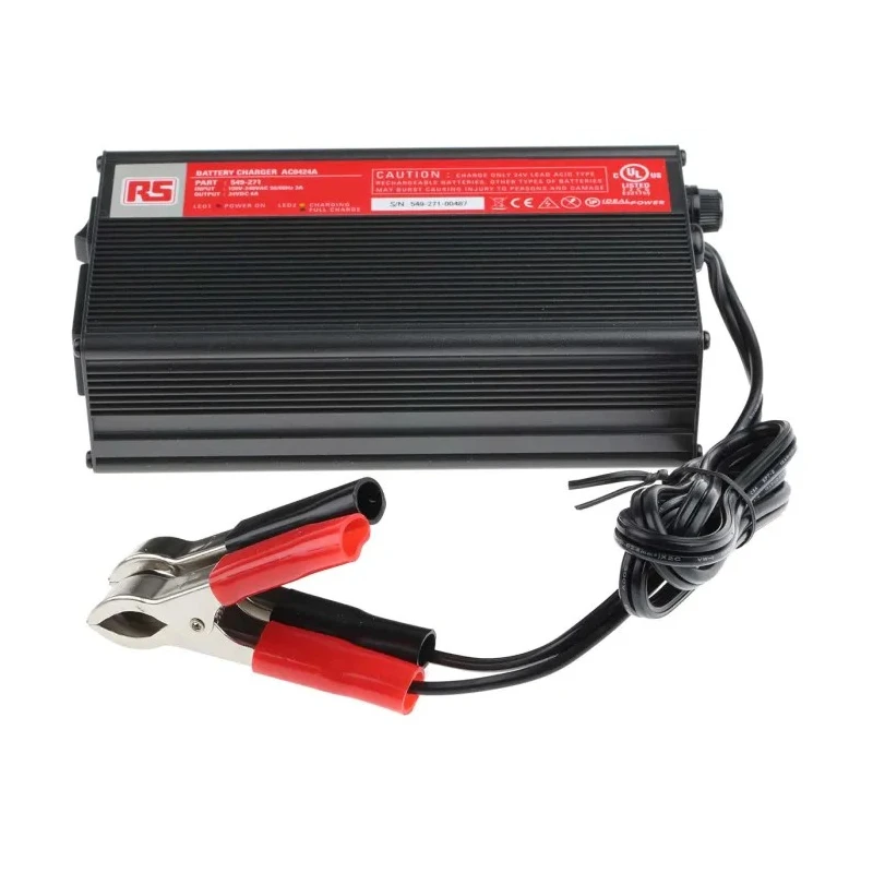 RS PRO Battery Charger for 24V Lead Acid 4 A with Schuko, UK Plug, 3-Stage Automatic Protection 549-271
