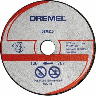 Dremel Reinforced Abrasive Cutting Disc 77 mm Diameter x 5 mm Thickness, Grit 3 DSM510