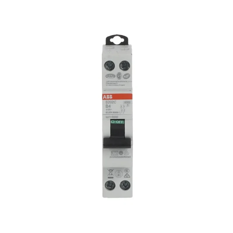 ABB S200C Miniature Circuit Breaker, 2-Pole, 4A, Type B Tripping, 415V AC, 6kA Breaking Capacity 2CDS252280R0045