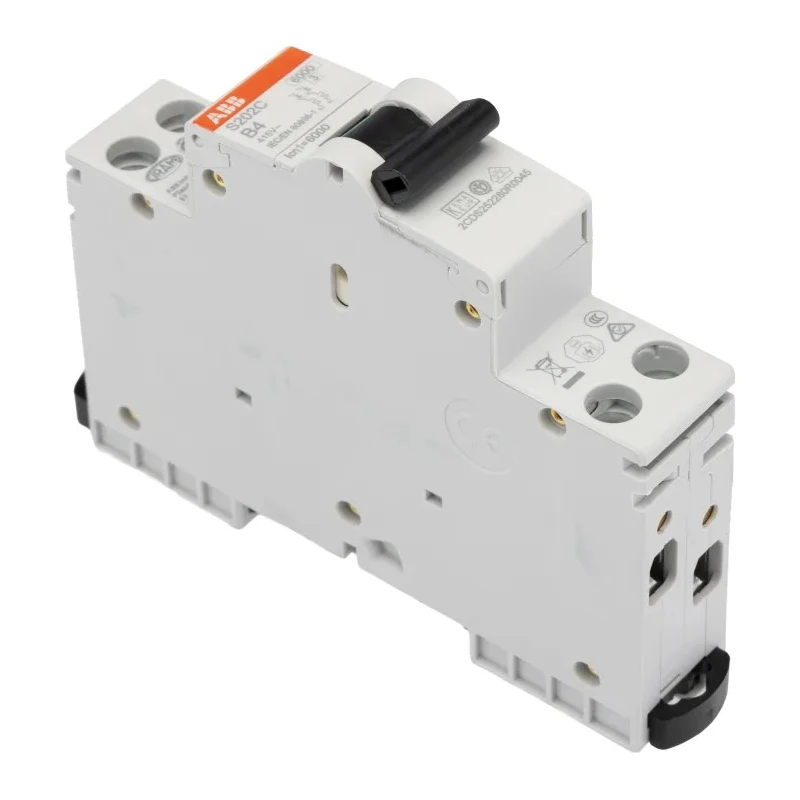 ABB S200C Miniature Circuit Breaker, 2-Pole, 4A, Type B Tripping, 415V AC, 6kA Breaking Capacity 2CDS252280R0045
