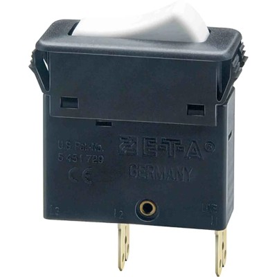 ETA Thermal Circuit Breaker 15A Current Rating 1-Pole, Snap-in Mount 240V AC, 28V DC 3130-F110-P7T1-W02Q-15A