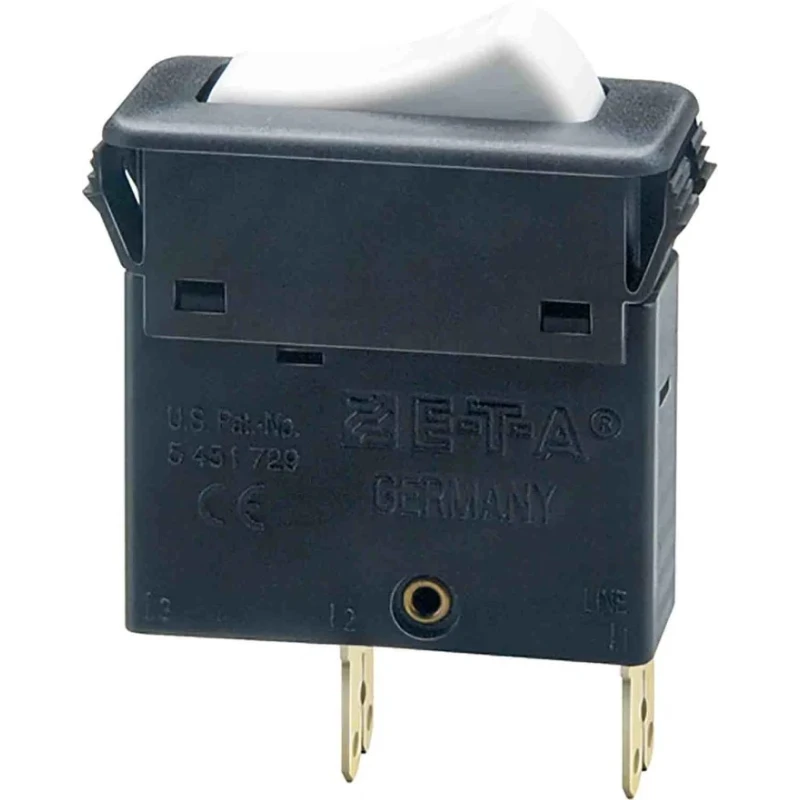 ETA Thermal Circuit Breaker 15A Current Rating 1-Pole, Snap-in Mount 240V AC, 28V DC 3130-F110-P7T1-W02Q-15A