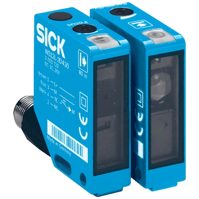 SICK Through Beam Photoelectric Sensor Block Sensor 0 to 80 m Detection Range PNP Output IP69K IP67 WS/WE12L-2P431