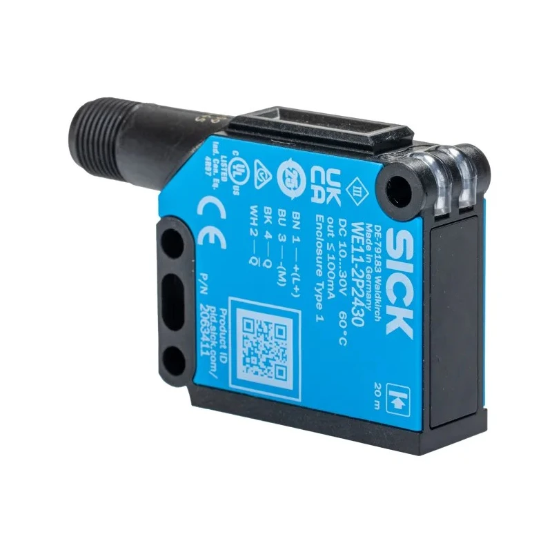SICK Through Beam Photoelectric Sensor, Block Sensor, 0 to 20 m Detection Range, PNP Output, IP66 IP67 IP69K WSE11-2P2430