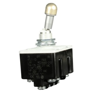 Honeywell Technologies Toggle Switch, Bushing Mount, On-Off-On, 4PDT, Screw Terminal, 28 V dc, 125 V ac 4TL1-1D