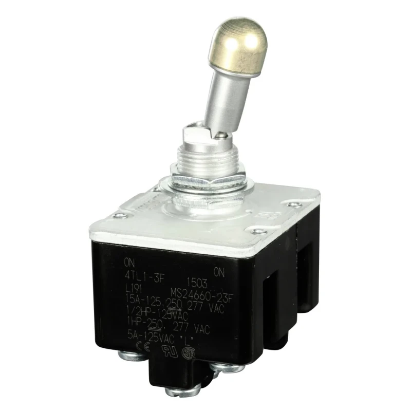 Honeywell Technologies Toggle Switch, Bushing Mount, On-On Operation, 4PDT, Screw Terminal, 28 V dc, 125 V ac 4TL1-3F