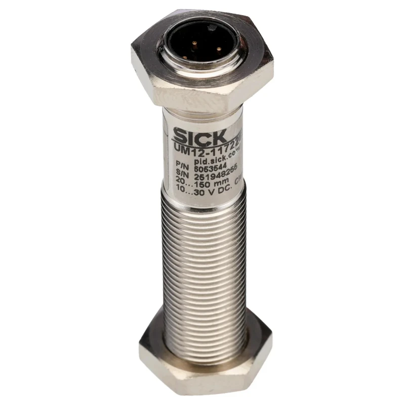 SICK Threaded Barrel Ultrasonic Proximity Sensor UM, M12 Thread Size, 150 mm Detection Range, 4 to 20 mA UM12-1172261