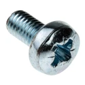 RS PRO Pozidriv Pan Steel Machine Screw M6 Thread 12 mm Length Bright Zinc Plated 553-677
