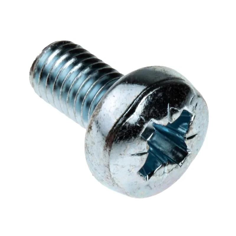 RS PRO Pozidriv Pan Steel Machine Screw M6 Thread 12 mm Length Bright Zinc Plated 553-677