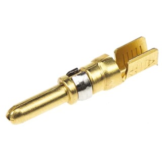 TE Connectivity Male Crimp Circular Connector Contact, Contact Size 8, Wire Size 12, 14 AWG, 50A, 600V, Gold over 213845-4