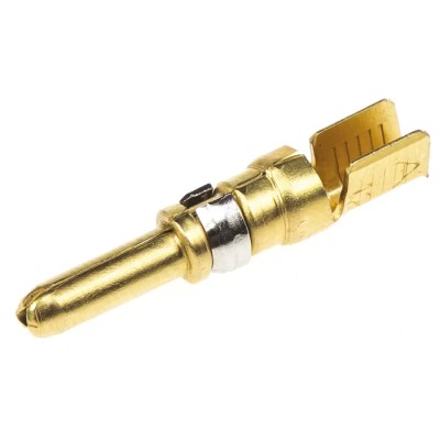 TE Connectivity Male Crimp Circular Connector Contact, Contact Size 8, Wire Size 12, 14 AWG, 50A, 600V, Gold over 213845-4