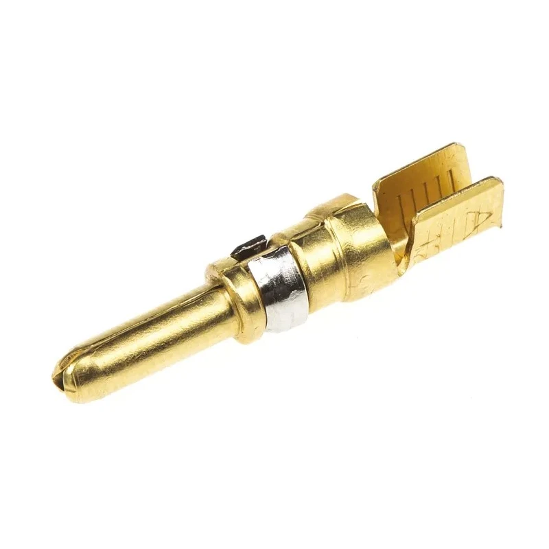 TE Connectivity Male Crimp Circular Connector Contact, Contact Size 8, Wire Size 12, 14 AWG, 50A, 600V, Gold over 213845-4