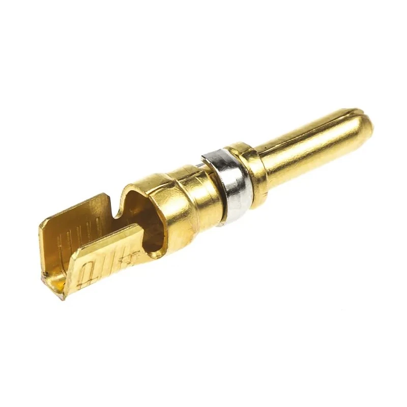 TE Connectivity Male Crimp Circular Connector Contact, Contact Size 8, Wire Size 12, 14 AWG, 50A, 600V, Gold over 213845-4