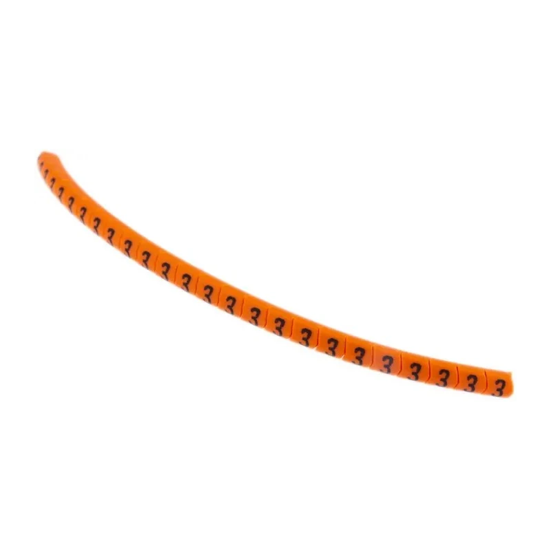 HellermannTyton Pre-Printed Slide-On Cable Marker Black Legend "3" for 1-3 mm Cable Diameter, PVC Material 901-10347