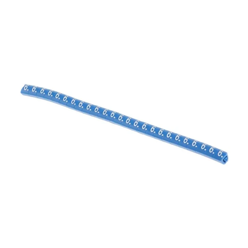 HellermannTyton Helagrip Slide-On Cable Marker, Pre-Printed Legend "6", White on Blue, PVC, 2-5mm Cable Diameter 901-10362