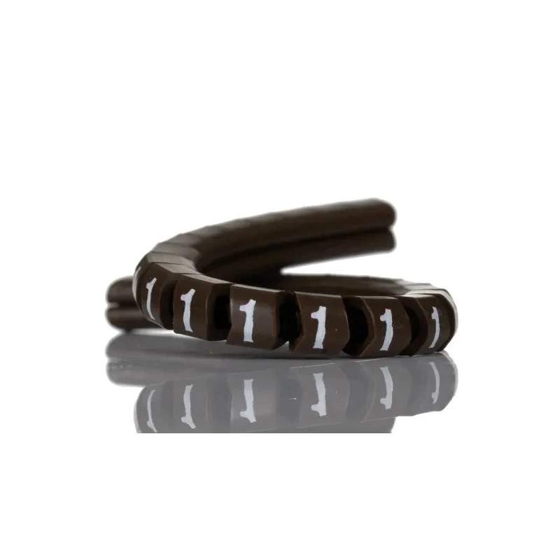 HellermannTyton Helagrip Slide-On Cable Marker, Pre-Printed "1", Brown Marker Colour, White Legend, Fits 2 to 5 mm 901-10357