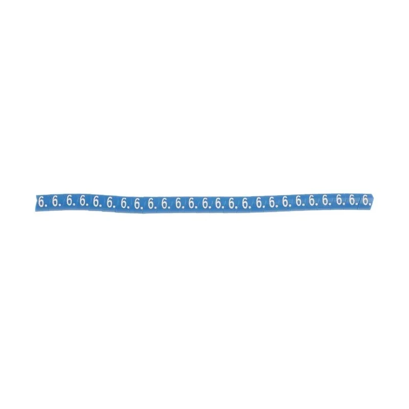 HellermannTyton Helagrip Slide-On Cable Marker, Pre-Printed Legend "6", White on Blue, PVC, 2-5mm Cable Diameter 901-10362