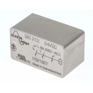 Elesta PCB Force Guided Relay 24V DC Coil Voltage, Coil Resistance 960Ω, Coil Power 0.6W SIS 212 24VDC