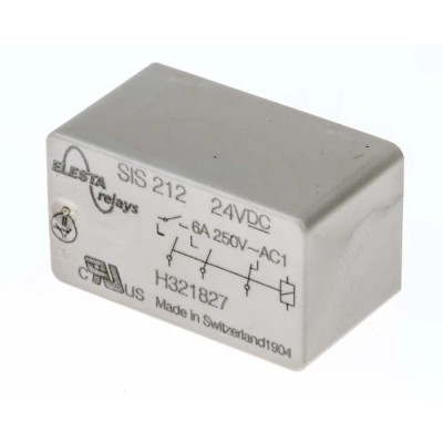 Elesta PCB Force Guided Relay 24V DC Coil Voltage, Coil Resistance 960Ω, Coil Power 0.6W SIS 212 24VDC