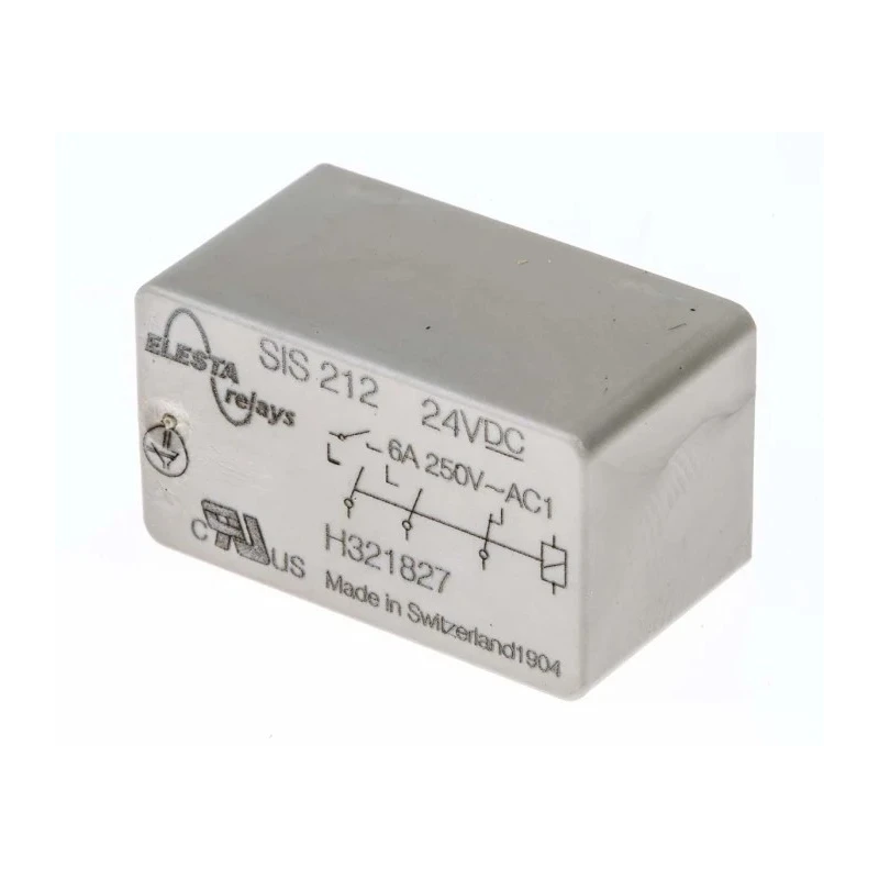 Elesta PCB Force Guided Relay 24V DC Coil Voltage, Coil Resistance 960Ω, Coil Power 0.6W SIS 212 24VDC