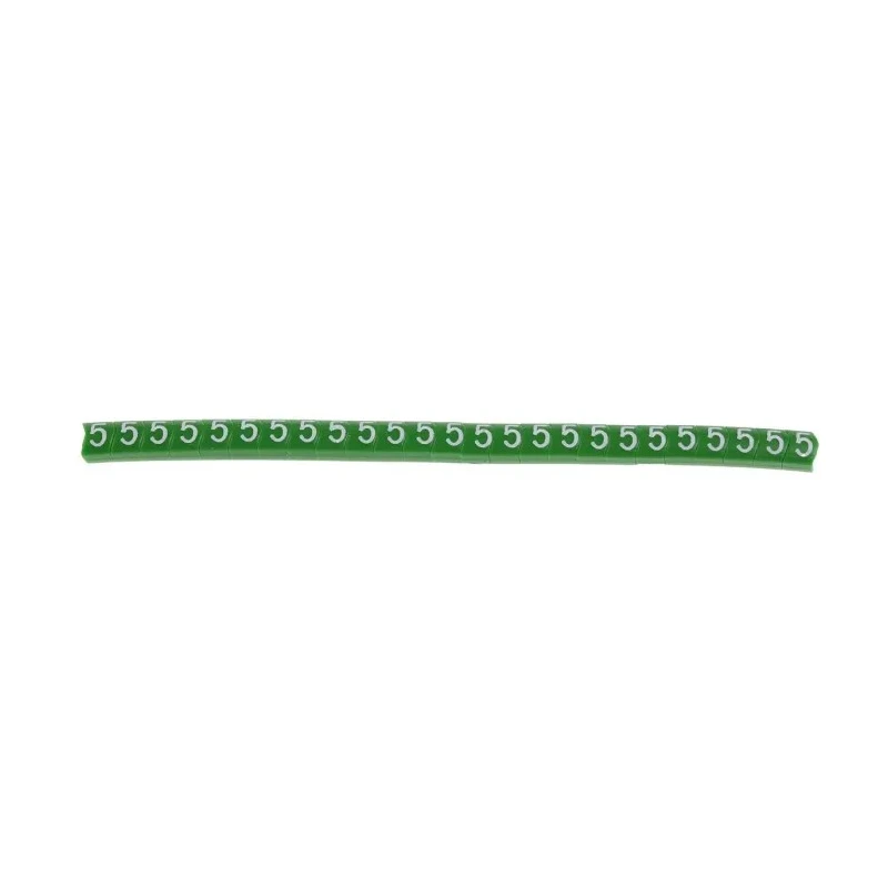 HellermannTyton Helagrip Slide-On Cable Marker, White, Pre-printed "5", 5 mm Cable, 2 mm Cable, Polyvinyl Chloride 901-10361
