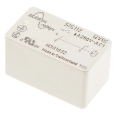 Elesta PCB Force Guided Relay 2-Pole DPST with 12V DC Coil Voltage SIS 112 12VDC