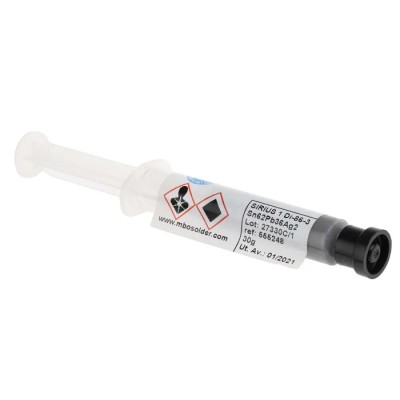 MBO Leaded No-Clean Solder Paste Sn62 Pb Ag2, Fine Pitch 400 μm, Manual CRÈME SN62 PB AG2 SIRIUS 1 - SERINGUE MANU 30G
