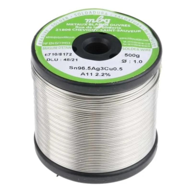 MBO Lead Free Solder Wire 1 mm Diameter 217 °C Melting Point 500g SN96.5 AG3 CU0.5 10/10 A11 - 500G