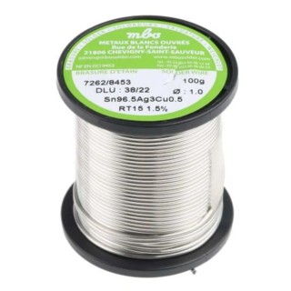MBO Lead Free Solder Wire 1 mm Diameter 100 g Weight 217 °C Melting Point SN96.5 AG3 CU0.5 10/10 RT15 - 100G