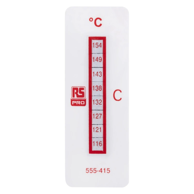 RS PRO Non-Reversible Temperature Sensitive Label 116 °C to 154 °C, 8 Levels, 18mm x 51mm 555-415