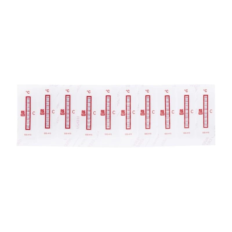 RS PRO Non-Reversible Temperature Sensitive Label 116 °C to 154 °C, 8 Levels, 18mm x 51mm 555-415