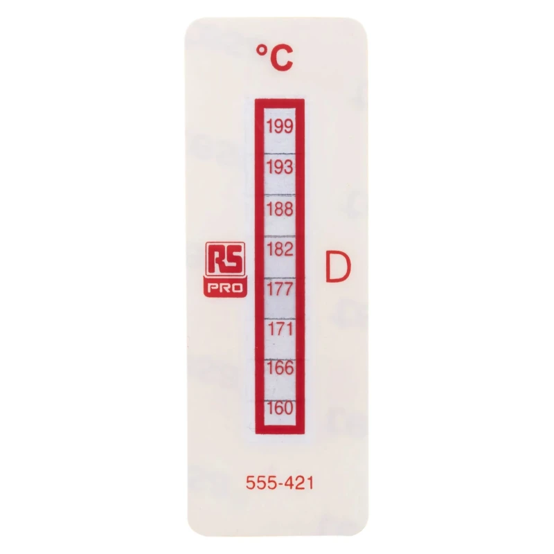 RS PRO Temperature Sensitive Label 160°C to 199°C 8 Levels 10 Labels Vertical Orientation Non-Reversible 555-421
