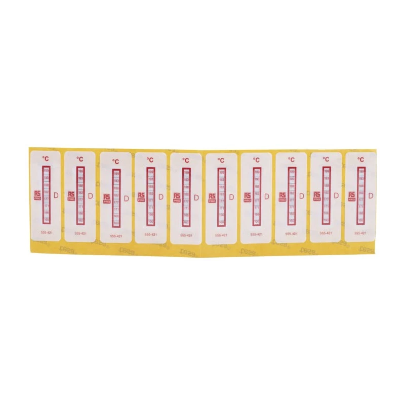 RS PRO Temperature Sensitive Label 160°C to 199°C 8 Levels 10 Labels Vertical Orientation Non-Reversible 555-421
