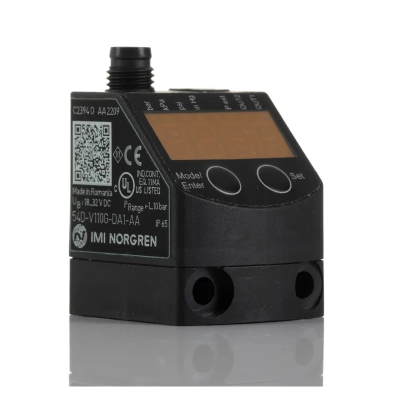 Norgren 54D Series Electronic Pressure Sensor Transistor Output IO-Link Interface -1 to 1 bar, ±0.5% 54D-V110G-DA1-AA