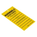 RS PRO Industrial Lockout Tag with Wire Attachment, Plastic, 96mm x 50mm, Black and Yellow Legend, Pack of 10 556-187