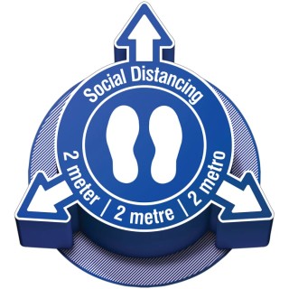 Brady Vinyl Social Distancing 2 metre Safety Sign, Self-Adhesive Photoluminescent Vinyl 500mm x 500mm 3D-COV-PIC912-2M-BL