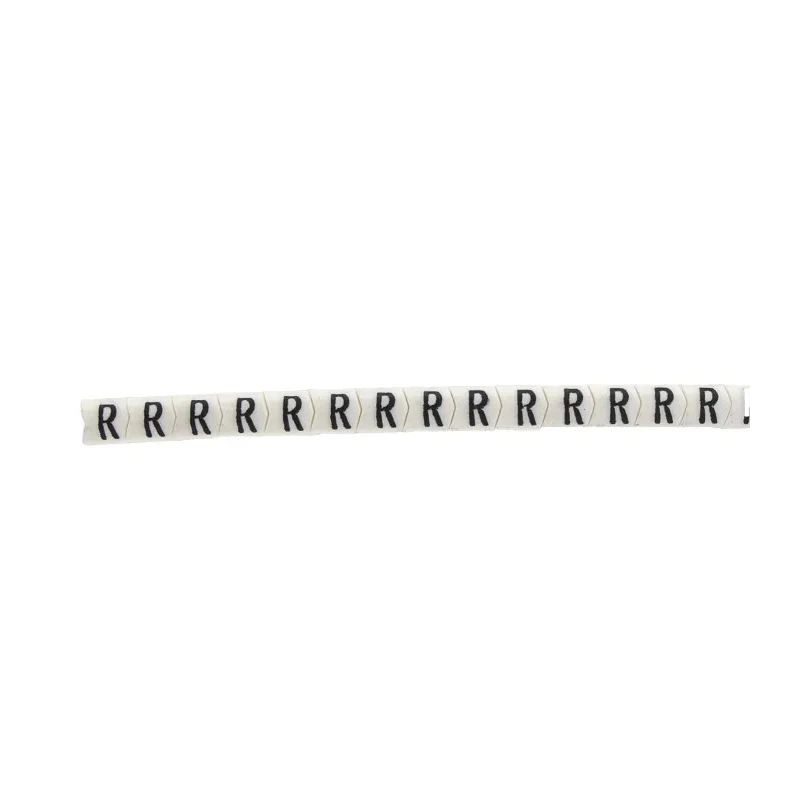 HellermannTyton Helagrip Slide-On Cable Marker Black Pre-Printed "R" for 1-3mm Cable 3.5x3.3mm PVC 901-10376