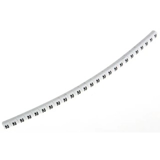 HellermannTyton Helagrip Slide-On Cable Marker, Pre-Printed Legend "N", 1.2mm to 2mm Cable Diameter, PVC, UL 94 V-0 901-10375