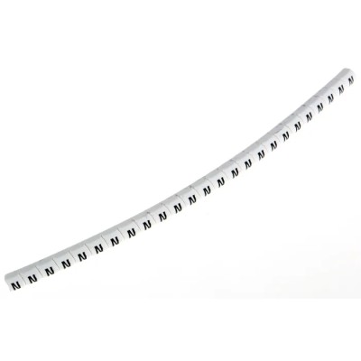 HellermannTyton Helagrip Slide-On Cable Marker, Pre-Printed Legend "N", 1.2mm to 2mm Cable Diameter, PVC, UL 94 V-0 901-10375