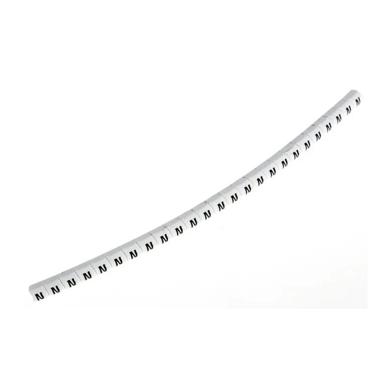 HellermannTyton Helagrip Slide-On Cable Marker, Pre-Printed Legend "N", 1.2mm to 2mm Cable Diameter, PVC, UL 94 V-0 901-10375