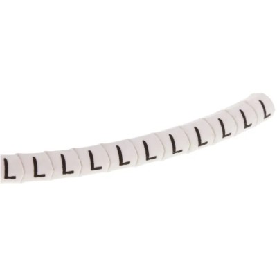 HellermannTyton Helagrip Slide-On Cable Marker Black, Pre-Printed "L", 1 to 3 mm Cable Diameter, PVC Material, 901-10374