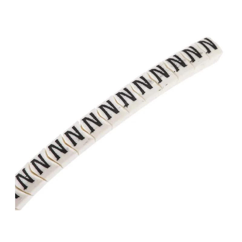 HellermannTyton Helagrip Slide-On Cable Marker, Black, Pre-Printed "N", for 2 mm to 5 mm Cable Diameter, PVC 901-10381